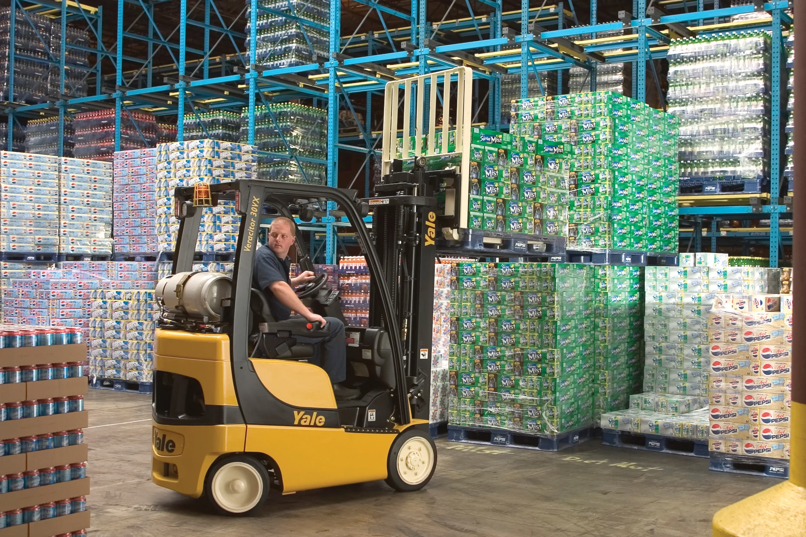 Forklift in distribution center