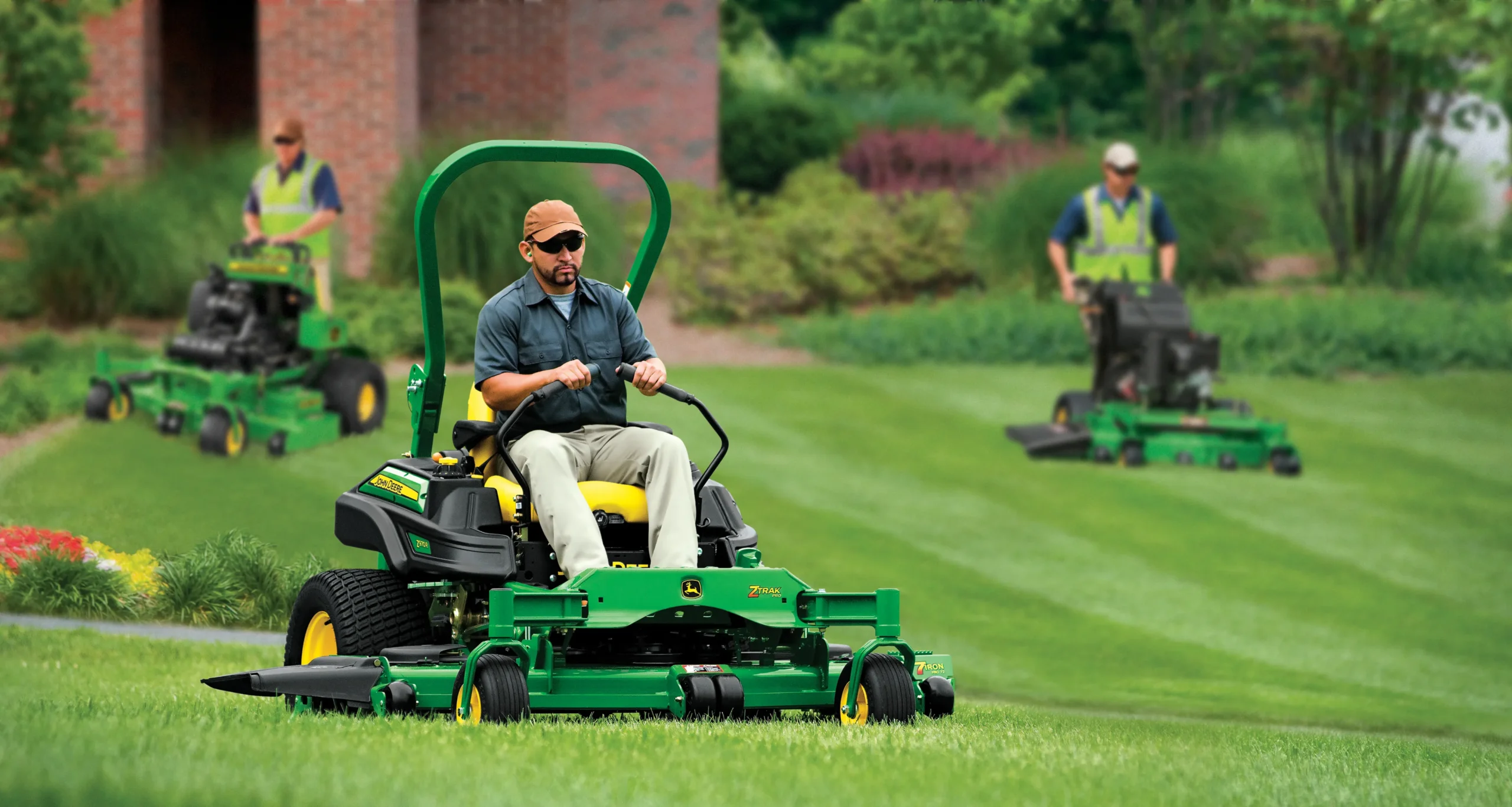 Lawn mower and man