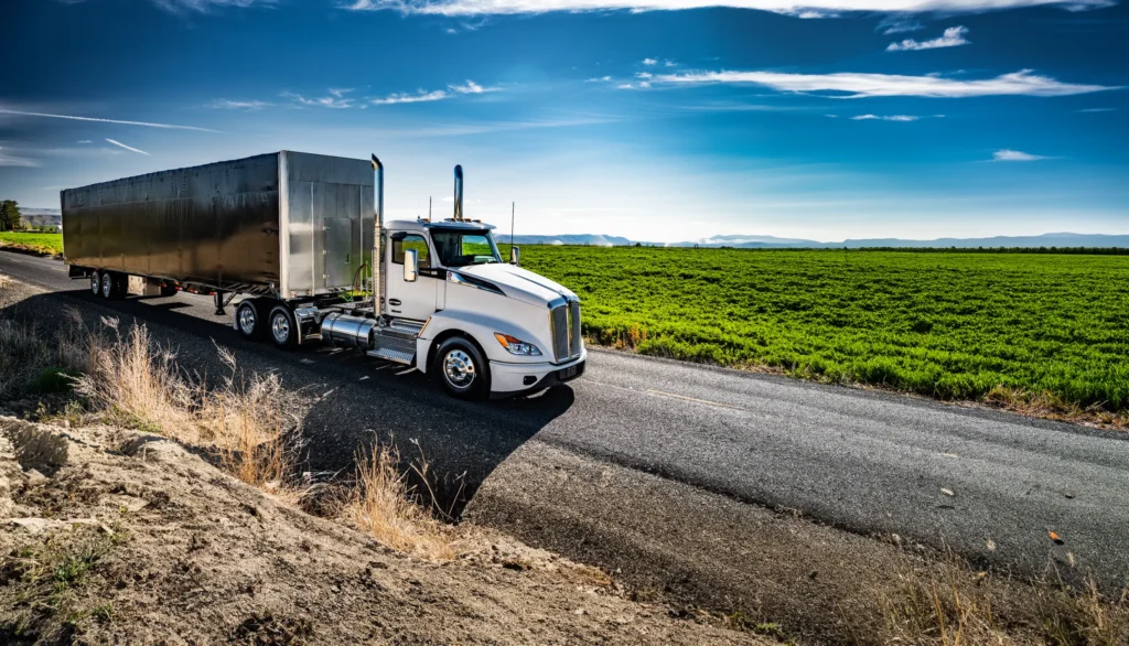 Kenworth semi truck on rural road