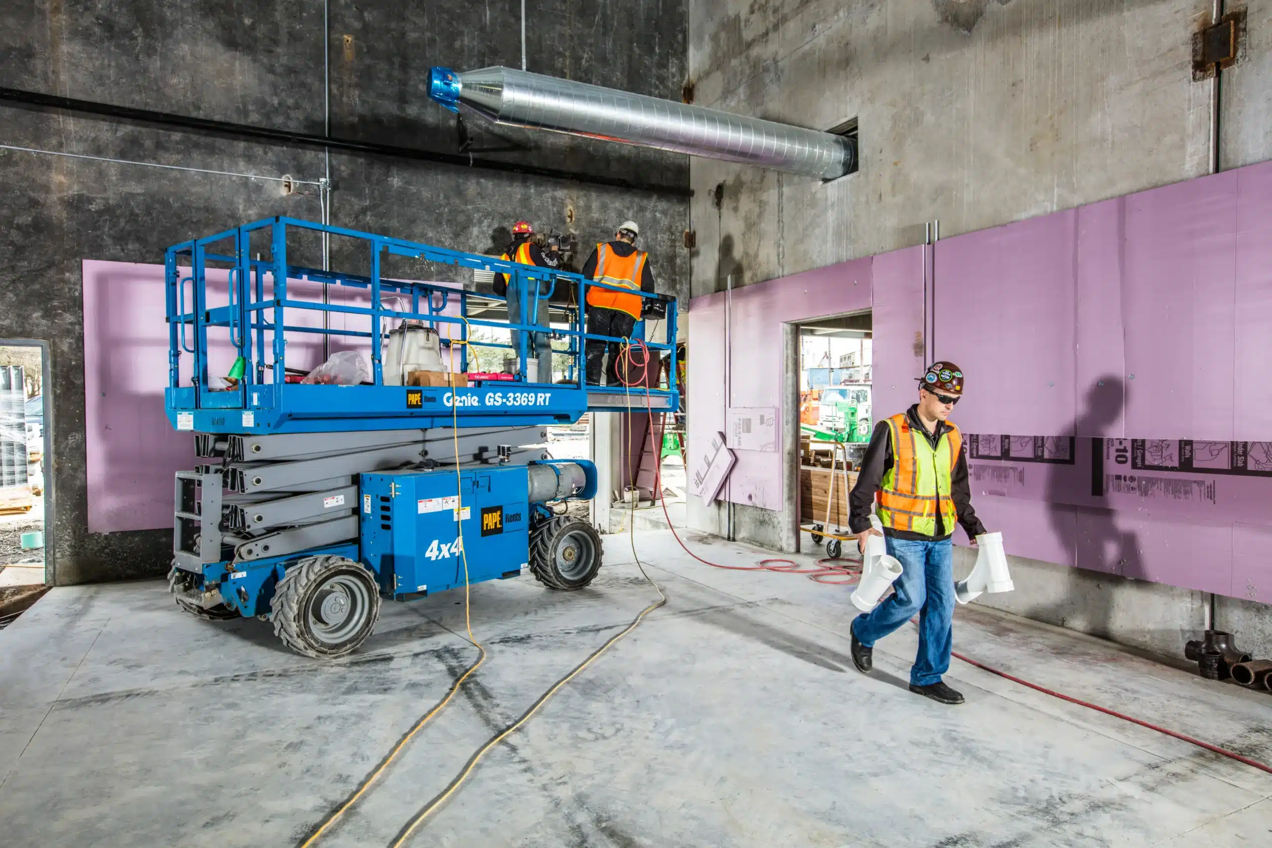 Technician and forklift