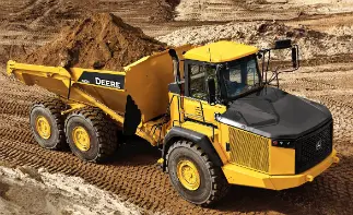John Deere articulated dump truck loaded